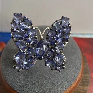 925 D'Joy Butterfly Tanzanite Ring Sz 7.5
